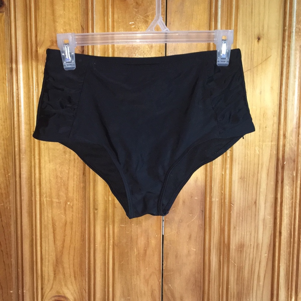 Black high waisted swim suit bottoms